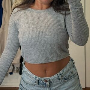 Grey long sleeve crop top size small